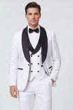 Black Shawl Lapel 3 Piece Slim Fit One Button Men's Suits with Beading