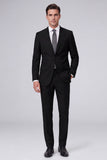 Dark Navy Peak Lapel 2 Piece One Button Men's Business Suits