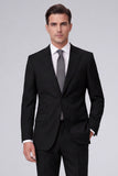 Dark Navy Peak Lapel 2 Piece One Button Men's Business Suits