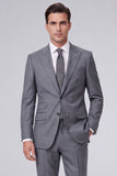 Dark Navy Peak Lapel 2 Piece One Button Men's Business Suits