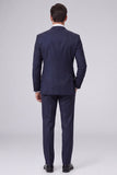 Dark Navy Peak Lapel 2 Piece One Button Men's Business Suits
