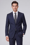 Dark Navy Peak Lapel 2 Piece One Button Men's Business Suits