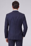 Dark Navy Peak Lapel 2 Piece One Button Men's Business Suits
