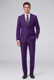 Dark Navy Peak Lapel 2 Piece One Button Men's Business Suits
