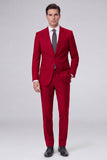 Dark Navy Peak Lapel 2 Piece One Button Men's Business Suits
