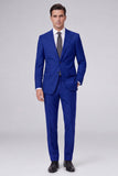 Dark Navy Peak Lapel 2 Piece One Button Men's Business Suits