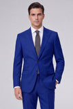 Dark Navy Peak Lapel 2 Piece One Button Men's Business Suits
