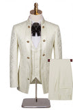 3 Piece Black Flower Single Breasted Jacquard Men's Prom Suits