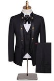 3 Piece Black Flower Single Breasted Jacquard Men's Prom Suits