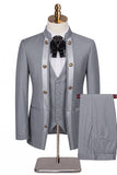 3 Piece Black Flower Single Breasted Jacquard Men's Prom Suits