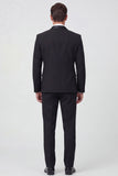 Black 2 Piece Notched Lapel Double Breasted Men's Suits