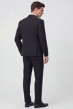 Black 2 Piece Notched Lapel Double Breasted Men's Suits