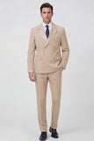 Black 2 Piece Notched Lapel Double Breasted Men's Suits