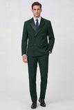Black 2 Piece Notched Lapel Double Breasted Men's Suits