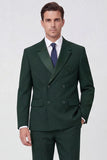 Black 2 Piece Notched Lapel Double Breasted Men's Suits
