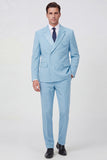 Black 2 Piece Notched Lapel Double Breasted Men's Suits