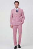 Black 2 Piece Notched Lapel Double Breasted Men's Suits