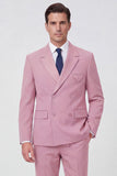 Black 2 Piece Notched Lapel Double Breasted Men's Suits