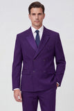 Black 2 Piece Notched Lapel Double Breasted Men's Suits