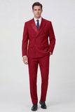 Black 2 Piece Notched Lapel Double Breasted Men's Suits
