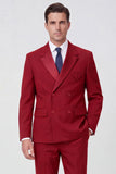 Black 2 Piece Notched Lapel Double Breasted Men's Suits