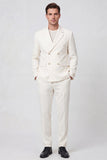 Black 2 Piece Notched Lapel Double Breasted Men's Suits
