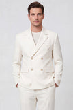 Black 2 Piece Notched Lapel Double Breasted Men's Suits