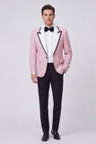 Red 2 Piece Peak Lapel One Button Men's Prom Suits
