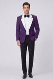 Red 2 Piece Peak Lapel One Button Men's Prom Suits