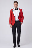 Red 2 Piece Peak Lapel One Button Men's Prom Suits