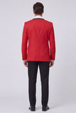 Red 2 Piece Peak Lapel One Button Men's Prom Suits
