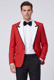 Red 2 Piece Peak Lapel One Button Men's Prom Suits