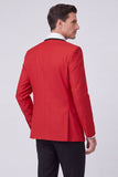 Red 2 Piece Peak Lapel One Button Men's Prom Suits