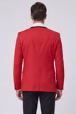 Red 2 Piece Peak Lapel One Button Men's Prom Suits