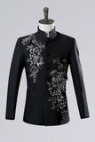 2 Piece Black Single Breasted Men's Prom Suits with Embroidery