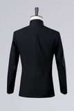 2 Piece Black Single Breasted Men's Prom Suits with Embroidery