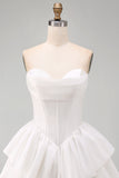 Sweetheart White A-Line Tiered Corset Short Homecoming Dress