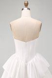Sweetheart White A-Line Tiered Corset Short Homecoming Dress