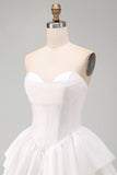 Sweetheart White A-Line Tiered Corset Short Homecoming Dress