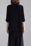 Black Velvet Chiffon 2-Piece Midi Women Suits