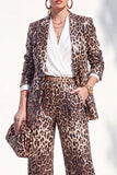 Coffee Leopard Sequins Pantsuits Women Suits with Pockets
