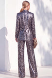 Coffee Leopard Sequins Pantsuits Women Suits with Pockets