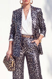 Coffee Leopard Sequins Pantsuits Women Suits with Pockets