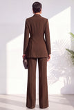 Burgundy Two Piece Shawl Lapel Pleated Long Women Suits