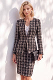 Black Fitted Long Sleeves Knee-Length Women Suits