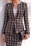 Black Fitted Long Sleeves Knee-Length Women Suits