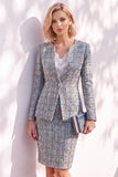 Black Fitted Long Sleeves Knee-Length Women Suits