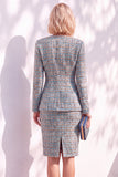 Black Fitted Long Sleeves Knee-Length Women Suits