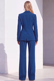 Berlin Blue Fitted Notched Lapel Long Sleeves Women Formal Suits
