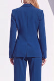 Berlin Blue Fitted Notched Lapel Long Sleeves Women Formal Suits